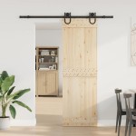 vidaXL Set feronerie pentru ușă glisantă, negru, 183 cm, oțel vidaXL Set feronerie pentru ușă glisantă, negru, 183 cm, oțel