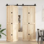 vidaXL Set feronerie pentru ușă glisantă, negru, 183 cm, oțel vidaXL Set feronerie pentru ușă glisantă, negru, 183 cm, oțel