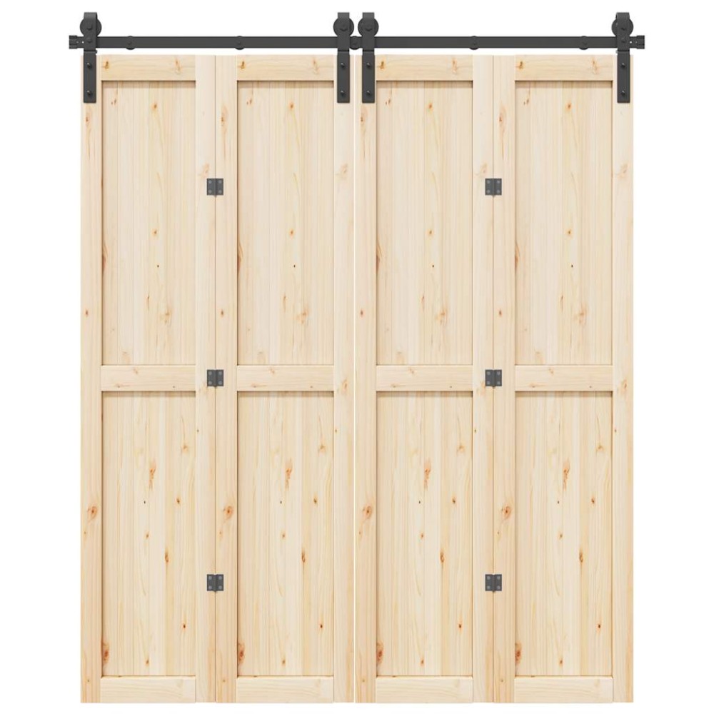 vidaXL Set feronerie pentru ușă glisantă, negru, 183 cm, oțel