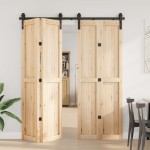 vidaXL Set feronerie pentru ușă glisantă, negru, 183 cm, oțel vidaXL Set feronerie pentru ușă glisantă, negru, 183 cm, oțel