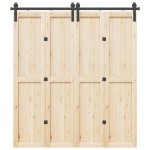vidaXL Set feronerie pentru uși glisante, negru, 200 cm, oțel