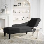 vidaXL Șezlong cu pernă și cotieră dreaptă, negru, textil vidaXL Șezlong cu pernă și cotieră dreaptă, negru, textil