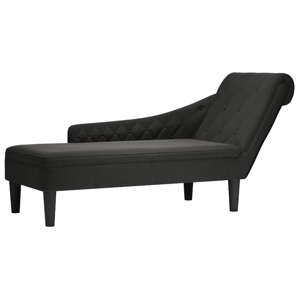 vidaXL Șezlong cu pernă și cotieră dreaptă, negru, textil