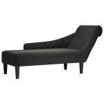 vidaXL Șezlong cu pernă și cotieră dreaptă, negru, textil vidaXL Șezlong cu pernă și cotieră dreaptă, negru, textil
