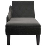 vidaXL Șezlong cu pernă și cotieră dreaptă, negru, textil vidaXL Șezlong cu pernă și cotieră dreaptă, negru, textil