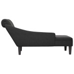 vidaXL Șezlong cu pernă și cotieră dreaptă, negru, textil vidaXL Șezlong cu pernă și cotieră dreaptă, negru, textil