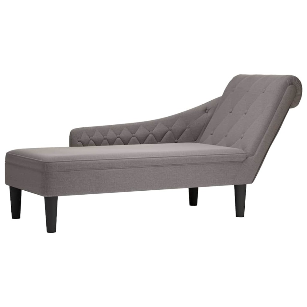 vidaXL Șezlong cu pernă și cotieră dreaptă, gri taupe, textil