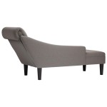 vidaXL Șezlong cu pernă și cotieră dreaptă, gri taupe, textil vidaXL Șezlong cu pernă și cotieră dreaptă, gri taupe, textil