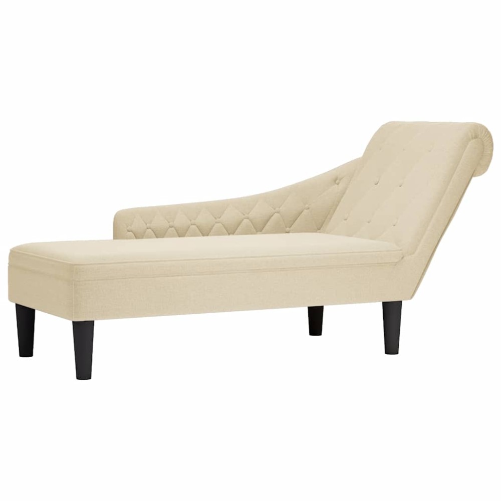 vidaXL Șezlong cu pernă și cotieră dreaptă, crem, textil