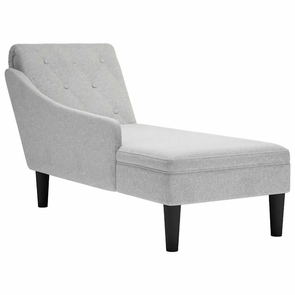 vidaXL Șezlong cu pernă și cotieră dreaptă, gri nor, textil
