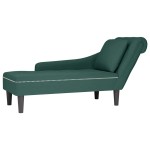 vidaXL Șezlong cu pernă și cotieră dreapta, verde închis, catifea vidaXL Șezlong cu pernă și cotieră dreapta, verde închis, catifea