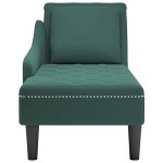 vidaXL Șezlong cu pernă și cotieră dreapta, verde închis, catifea vidaXL Șezlong cu pernă și cotieră dreapta, verde închis, catifea