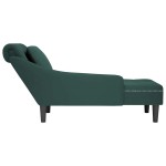 vidaXL Șezlong cu pernă și cotieră dreapta, verde închis, catifea vidaXL Șezlong cu pernă și cotieră dreapta, verde închis, catifea