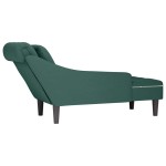 vidaXL Șezlong cu pernă și cotieră dreapta, verde închis, catifea vidaXL Șezlong cu pernă și cotieră dreapta, verde închis, catifea