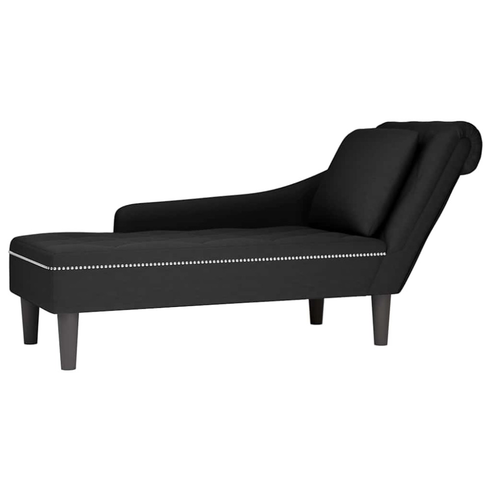vidaXL Șezlong cu pernă și cotieră dreaptă, negru, catifea