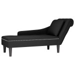 vidaXL Șezlong cu pernă și cotieră dreaptă, negru, catifea