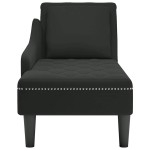 vidaXL Șezlong cu pernă și cotieră dreaptă, negru, catifea