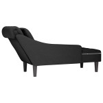 vidaXL Șezlong cu pernă și cotieră dreaptă, negru, catifea