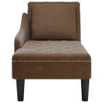 vidaXL Șezlong cu pernă și cotieră dreaptă, maro piele ecologică vidaXL Șezlong cu pernă și cotieră dreaptă, maro piele ecologică