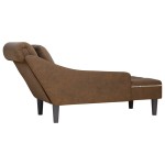 vidaXL Șezlong cu pernă și cotieră dreaptă, maro piele ecologică vidaXL Șezlong cu pernă și cotieră dreaptă, maro piele ecologică