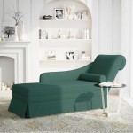 vidaXL Sezlong cu suport și cotieră dreaptă catifea verde închis vidaXL Sezlong cu suport și cotieră dreaptă catifea verde închis