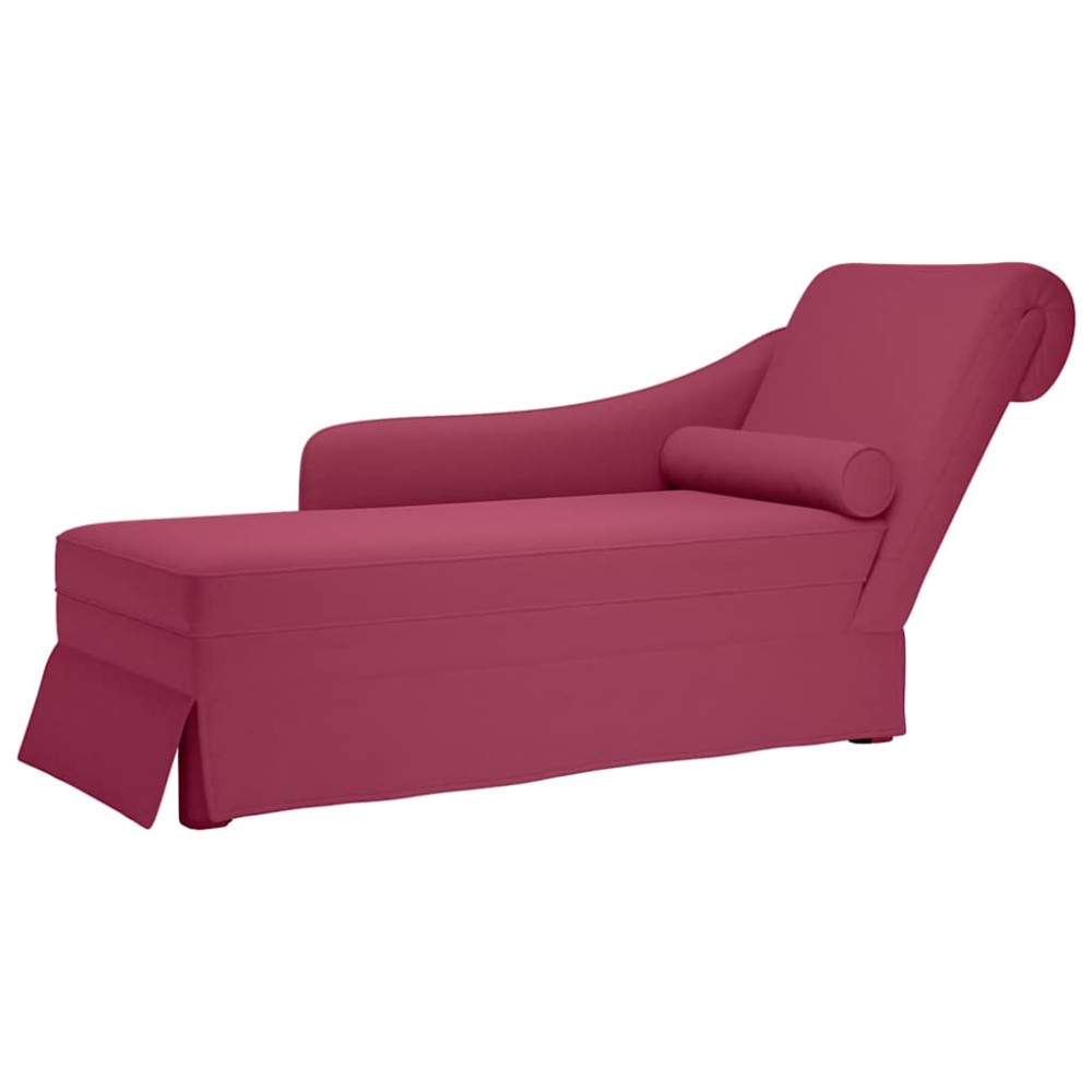 vidaXL Șezlong cu șezlong și cotieră dreaptă Wine Red Velvet