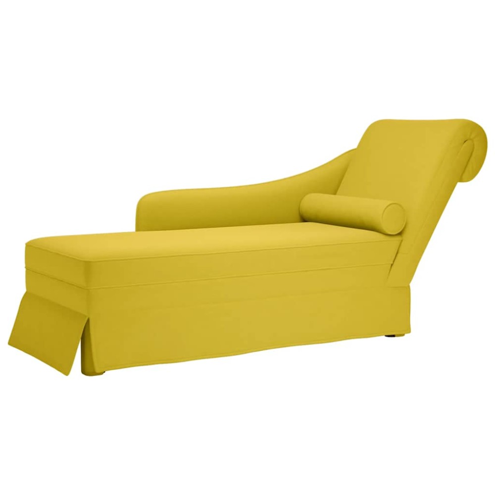 vidaXL Sezlong cu suport și cotieră dreaptă catifea galbenă