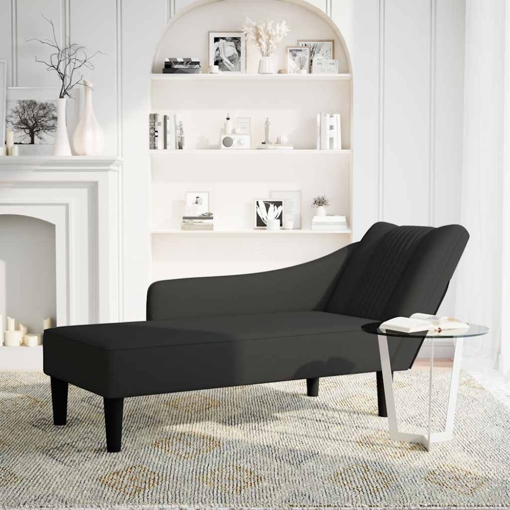 vidaXL Sezlong cu cotiera dreapta catifea neagra