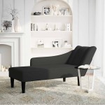 vidaXL Sezlong cu cotiera dreapta catifea neagra vidaXL Sezlong cu cotiera dreapta catifea neagra