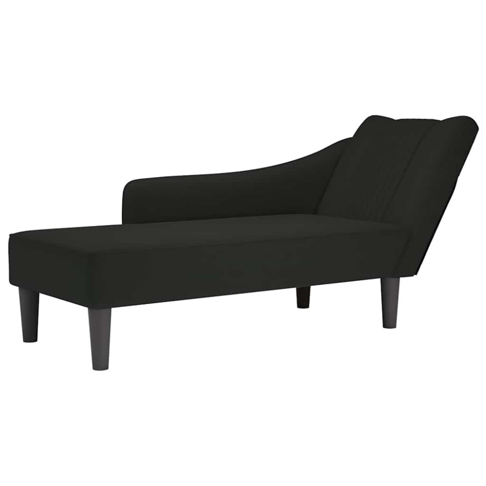vidaXL Sezlong cu cotiera dreapta catifea neagra