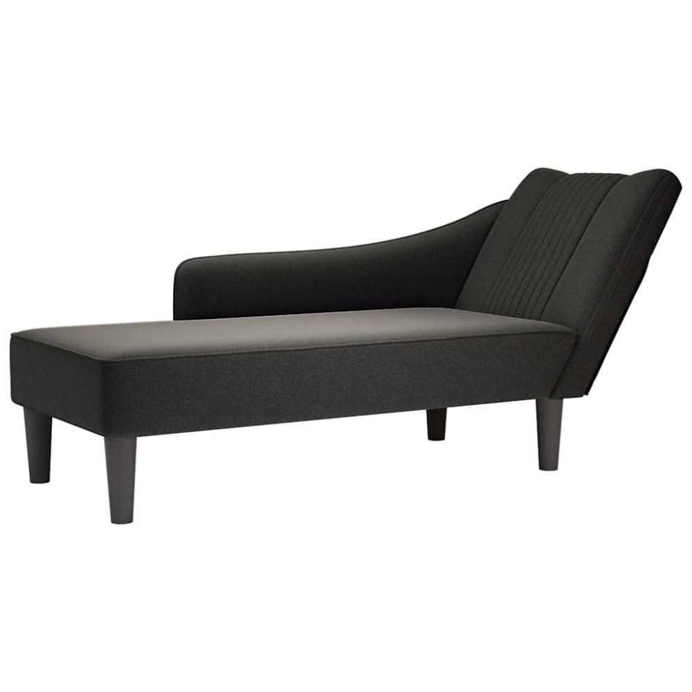 vidaXL Sezlong cu cotieră dreaptă din material negru