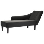 vidaXL Sezlong cu cotieră dreaptă din material negru vidaXL Sezlong cu cotieră dreaptă din material negru