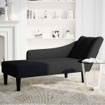 vidaXL Sezlong cu cotieră dreaptă din material negru vidaXL Sezlong cu cotieră dreaptă din material negru