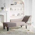 vidaXL Sezlong cu cotieră dreaptă din material taupe vidaXL Sezlong cu cotieră dreaptă din material taupe