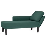 vidaXL Șezlong cu pernă și cotieră dreapta, verde închis, catifea vidaXL Șezlong cu pernă și cotieră dreapta, verde închis, catifea