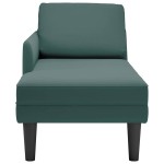 vidaXL Șezlong cu pernă și cotieră dreapta, verde închis, catifea vidaXL Șezlong cu pernă și cotieră dreapta, verde închis, catifea