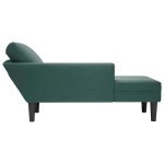 vidaXL Șezlong cu pernă și cotieră dreapta, verde închis, catifea vidaXL Șezlong cu pernă și cotieră dreapta, verde închis, catifea