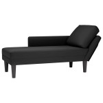 vidaXL Șezlong cu pernă și cotieră dreaptă, negru, catifea vidaXL Șezlong cu pernă și cotieră dreaptă, negru, catifea