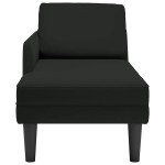 vidaXL Șezlong cu pernă și cotieră dreaptă, negru, catifea vidaXL Șezlong cu pernă și cotieră dreaptă, negru, catifea