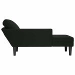 vidaXL Șezlong cu pernă și cotieră dreaptă, negru, catifea vidaXL Șezlong cu pernă și cotieră dreaptă, negru, catifea