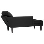 vidaXL Șezlong cu pernă și cotieră dreaptă, negru, catifea vidaXL Șezlong cu pernă și cotieră dreaptă, negru, catifea