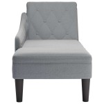 vidaXL Șezlong cu pernă și cotieră dreaptă, gri deschis, textil vidaXL Șezlong cu pernă și cotieră dreaptă, gri deschis, textil