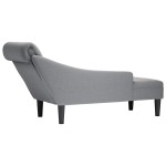 vidaXL Șezlong cu pernă și cotieră dreaptă, gri deschis, textil vidaXL Șezlong cu pernă și cotieră dreaptă, gri deschis, textil