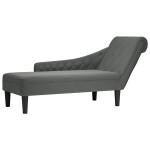 vidaXL Șezlong cu pernă și cotieră dreaptă, gri închis, textil vidaXL Șezlong cu pernă și cotieră dreaptă, gri închis, textil