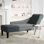 vidaXL Șezlong cu pernă și cotieră dreaptă, gri închis, textil vidaXL Șezlong cu pernă și cotieră dreaptă, gri închis, textil