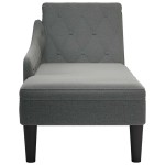 vidaXL Șezlong cu pernă și cotieră dreaptă, gri închis, textil vidaXL Șezlong cu pernă și cotieră dreaptă, gri închis, textil