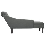 vidaXL Șezlong cu pernă și cotieră dreaptă, gri închis, textil vidaXL Șezlong cu pernă și cotieră dreaptă, gri închis, textil