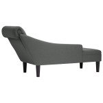vidaXL Șezlong cu pernă și cotieră dreaptă, gri închis, textil vidaXL Șezlong cu pernă și cotieră dreaptă, gri închis, textil