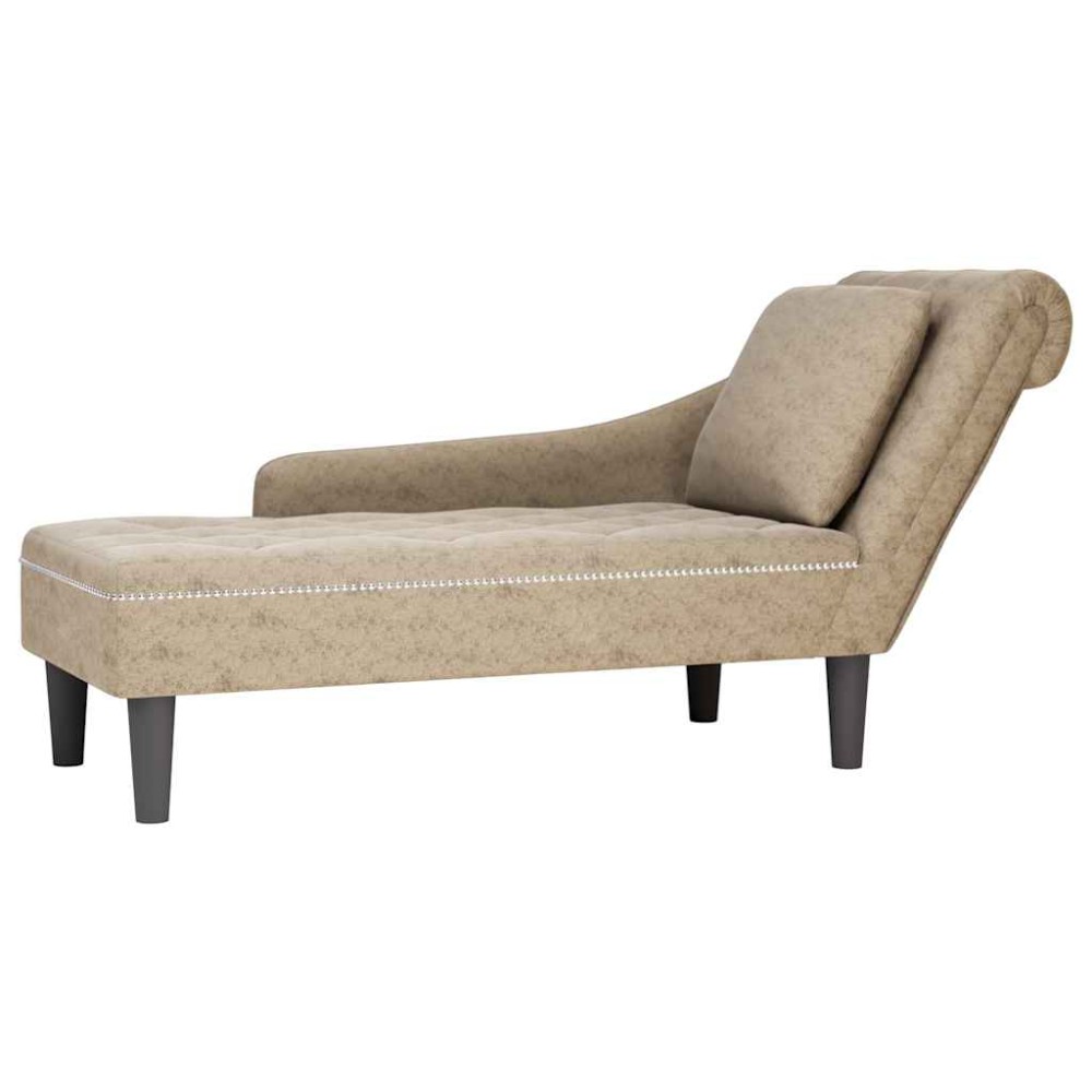 vidaXL Șezlong cu pernă și cotieră dreaptă gri deschis piele ecologică