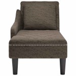 vidaXL Șezlong cu pernă și cotieră dreaptă, gri închis piele ecologică vidaXL Șezlong cu pernă și cotieră dreaptă, gri închis piele ecologică